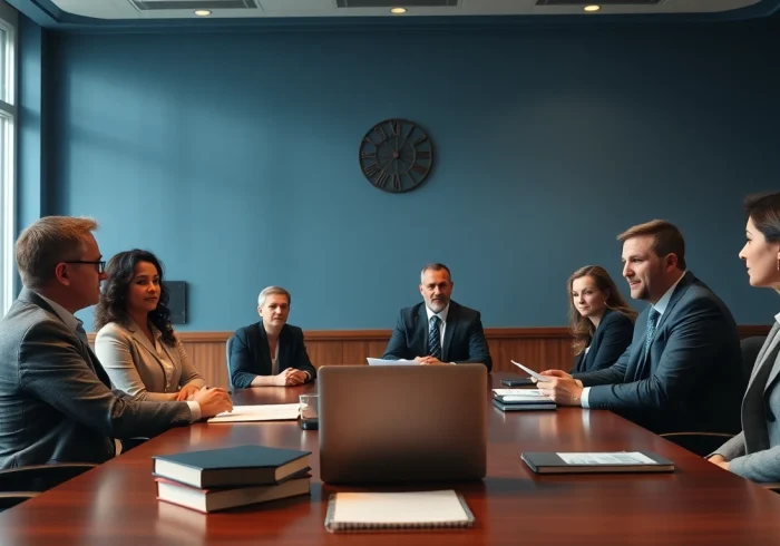 Nationwide Truck Accident Attorneys collaborating on a case in a conference room setting.